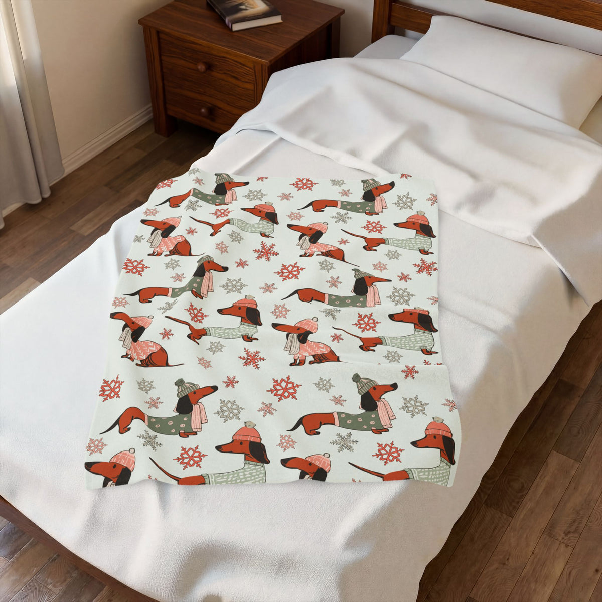 Dachshund Through The Snow - Plush Blanket