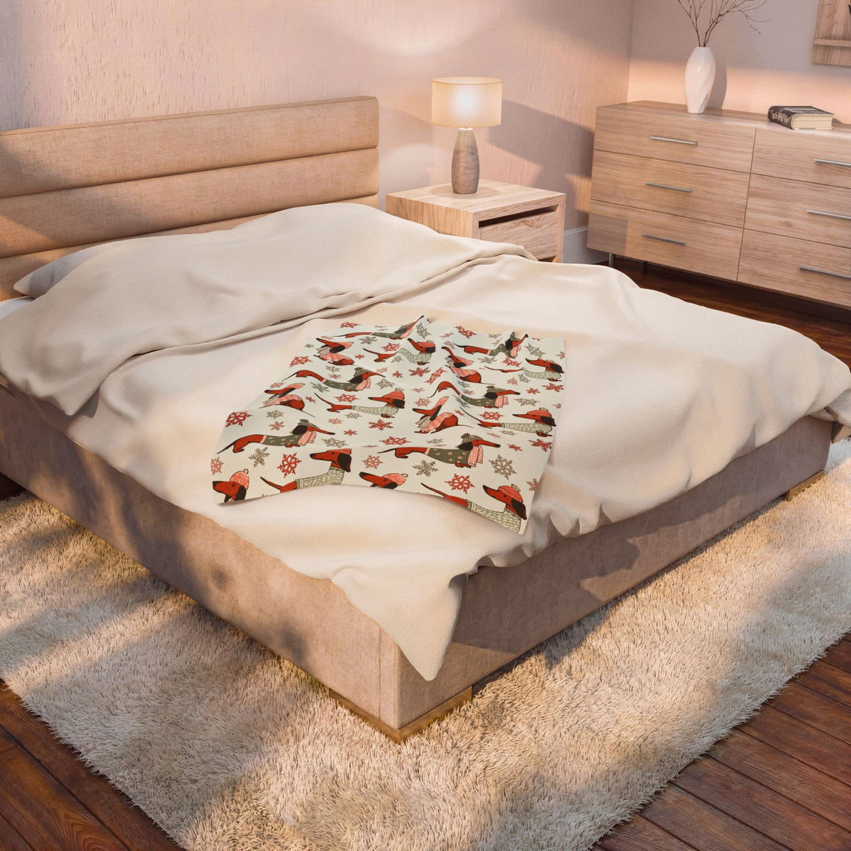 Dachshund Through The Snow - Plush Blanket