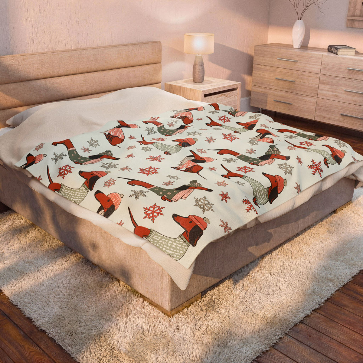 Dachshund Through The Snow - Plush Blanket